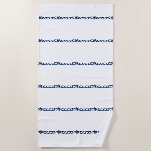 Navy Blue White nautical rope streifen Strandtuch (Vorderseite)