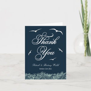 Navy Blue & White Nautical Wedding Danke Karten