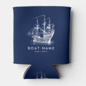 Navy Blue & White Nautical Wid Segelboot Dosenkühler (Vorderseite)