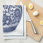 Navy Blue White New England Hamptons Ginger Jar Geschirrtuch (Viertel Falte)