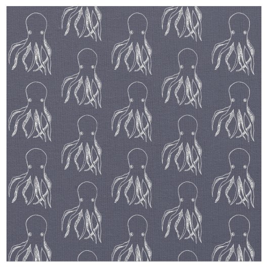 Navy Blue & White Octopus Muster Stoff (Nahaufnahme)