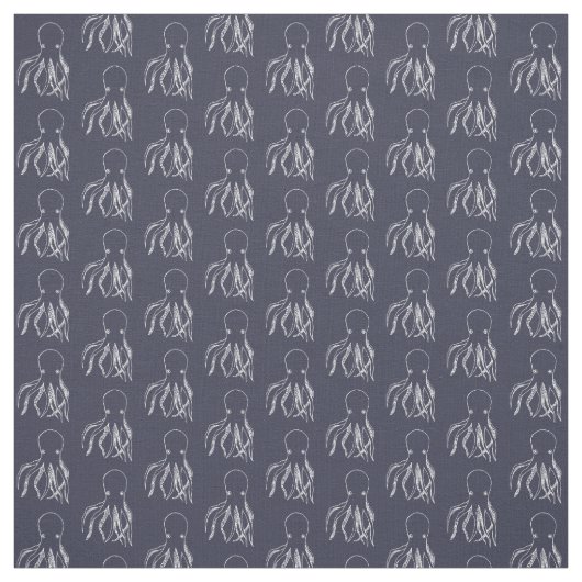 Navy Blue & White Octopus Muster Stoff (Muster)