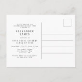 Navy Blue White One Foto Abschluss Einladungspostkarte (Rückseite)