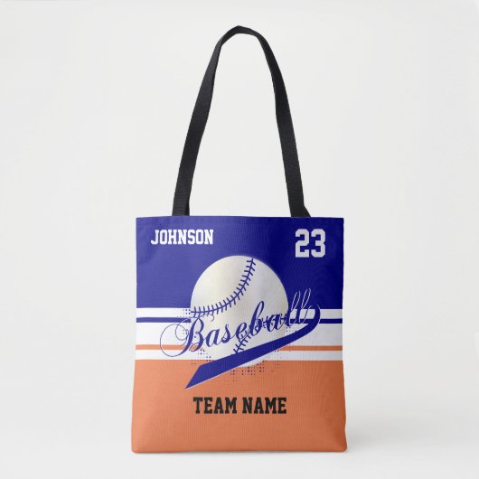 Navy Blue, White, Orange für ein Baseballteam Tasche (Vorderseite)