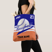 Navy Blue, White, Orange für ein Baseballteam Tasche (Von Nahem)