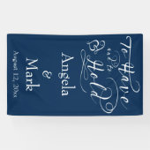 Navy Blue White Personalisiert Wedding Banner (Horizontal)