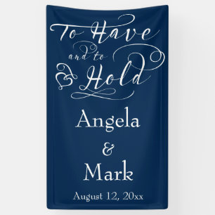 Navy Blue White Personalisiert Wedding Banner