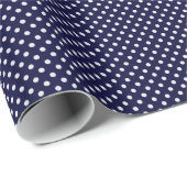 Navy Blue White Polka Dot Pattern Geschenkpapier (Rolleneckpunkt)