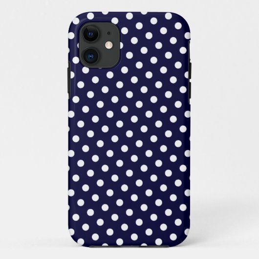 Navy Blue & White Polka Dot Pattern iPhone 5 Fall Case-Mate iPhone Hülle (Rückseite)