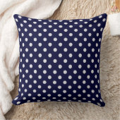 Navy Blue White Polka Dot Pattern Kissen (Decke)