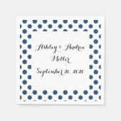 Navy Blue White Polka Dots Muster Serviette (Vorderseite)