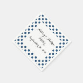 Navy Blue White Polka Dots Muster Serviette (Ecke)