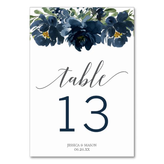 Navy Blue White Pumpkin Fall in Liebe Tischnummern (Vorderseite)