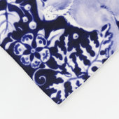 Navy Blue & White Rabbit Bunny Bird Floral Dedham Fleecedecke (Ecke)