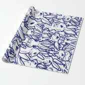 Navy Blue White Rabbit Bunny Large Pattern  Geschenkpapier (Ungerollt)