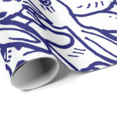 Navy Blue White Rabbit Bunny Large Pattern  Geschenkpapier (Rolleneckpunkt)