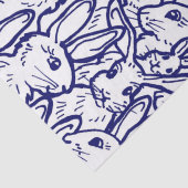 Navy Blue White Rabbit Bunny Large Pattern Seidenpapier (Detail)