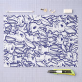 Navy Blue White Rabbit Bunny Large Pattern Seidenpapier (Handwerk)