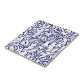 Navy Blue White Rabbit Bunny Zeichnend Niedlich ei Fliese (Seite)