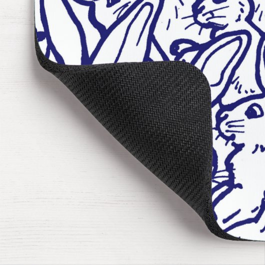 Navy Blue White Rabbit Bunny Zeichnend Niedlich ei Mousepad (Ecke)