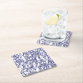 Navy Blue White Rabbit Bunny Zeichnend Niedlich ei Rechteckiger Pappuntersetzer (Vor Ort)