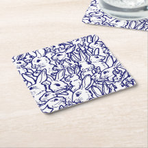 Navy Blue White Rabbit Bunny Zeichnend Niedlich ei