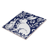Navy Blue White Rabbit Hare Woodland Animal Trivet Fliese (Seite)