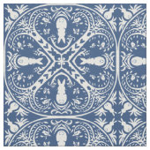 Navy Blue & White Rabbit Tile Delft Dedham Bunny Stoff (Muster)