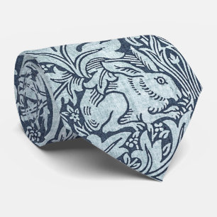 Navy Blue White Rabbit William Morris Neck Tie Krawatte