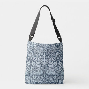 Navy Blue White Rabbit William Morris Tragetaschen Mit Langen Trägern