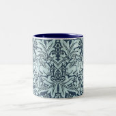 Navy Blue White Rabbit William Morris Zweifarbige Tasse (Mittel)