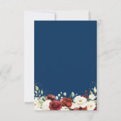 Navy Blue White Rose Floral Trendy Wedding Save The Date (Rückseite)