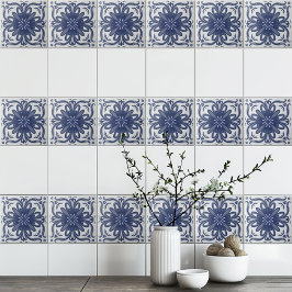 Navy Blue White Rusticus Azulejo Mittelmeer Fliese