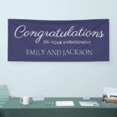 Navy Blue White Script-Verlobung Banner (Messe)