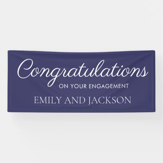 Navy Blue White Script-Verlobung Banner (Horizontal)