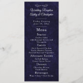 Navy Blue White Script Wedding Reception  Menükarte (Vorderseite)