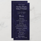 Navy Blue White Script Wedding Reception  Menükarte (Vorne/Hinten)