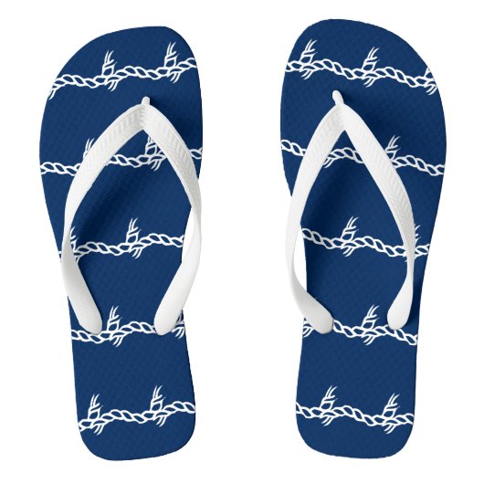 Navy Blue White Segel Wellenmuster Badesandalen (Fußbett)