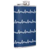 Navy Blue White Segel Wellenmuster Flachmann (Rechts)