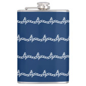 Navy Blue White Segel Wellenmuster Flachmann (Vorderseite)