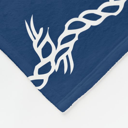 Navy Blue White Segel Wellenmuster Fleece (Ecke)