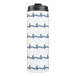 Navy Blue White Segel Wellenmuster Therma Thermosbecher