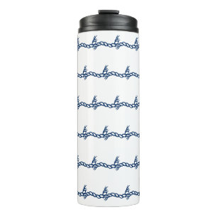 Navy Blue White Segel Wellenmuster Therma Thermosbecher