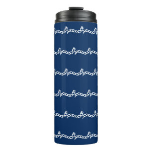 Navy Blue White Segel Wellenmuster Thermosbecher