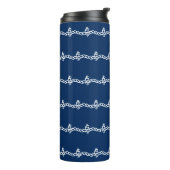 Navy Blue White Segel Wellenmuster Thermosbecher (Nach links gedreht)