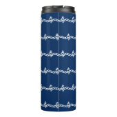 Navy Blue White Segel Wellenmuster Thermosbecher (Rückseite)