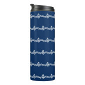 Navy Blue White Segel Wellenmuster Thermosbecher (Nach rechts gedreht)