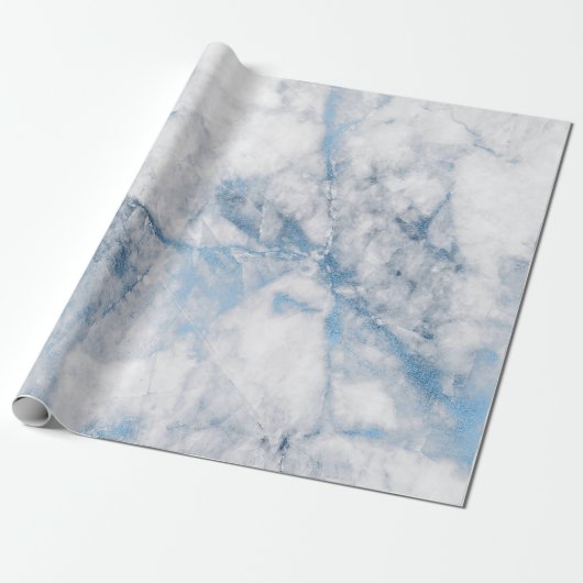 Navy Blue White Silver Gray Carrara Marmorstein Geschenkpapier (Ungerollt)