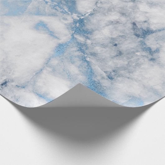 Navy Blue White Silver Gray Carrara Marmorstein Geschenkpapier (Ecke)