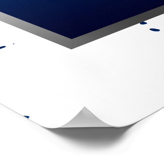 Navy Blue, White & Silver - Seekarte Poster (Ecke)